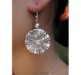 natural seashells earrings spiral steels bali